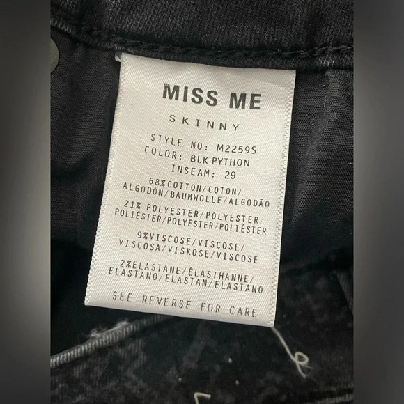 🖤 Miss Me Denim Python Skinny Jeans Black Size 26 - Picture 12 of 12